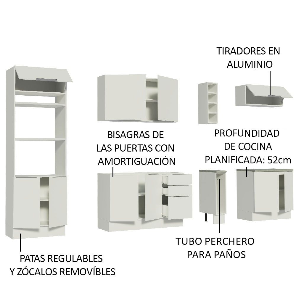 Combo Completo de Cocina 290cm Blanco Stella Madesa 01