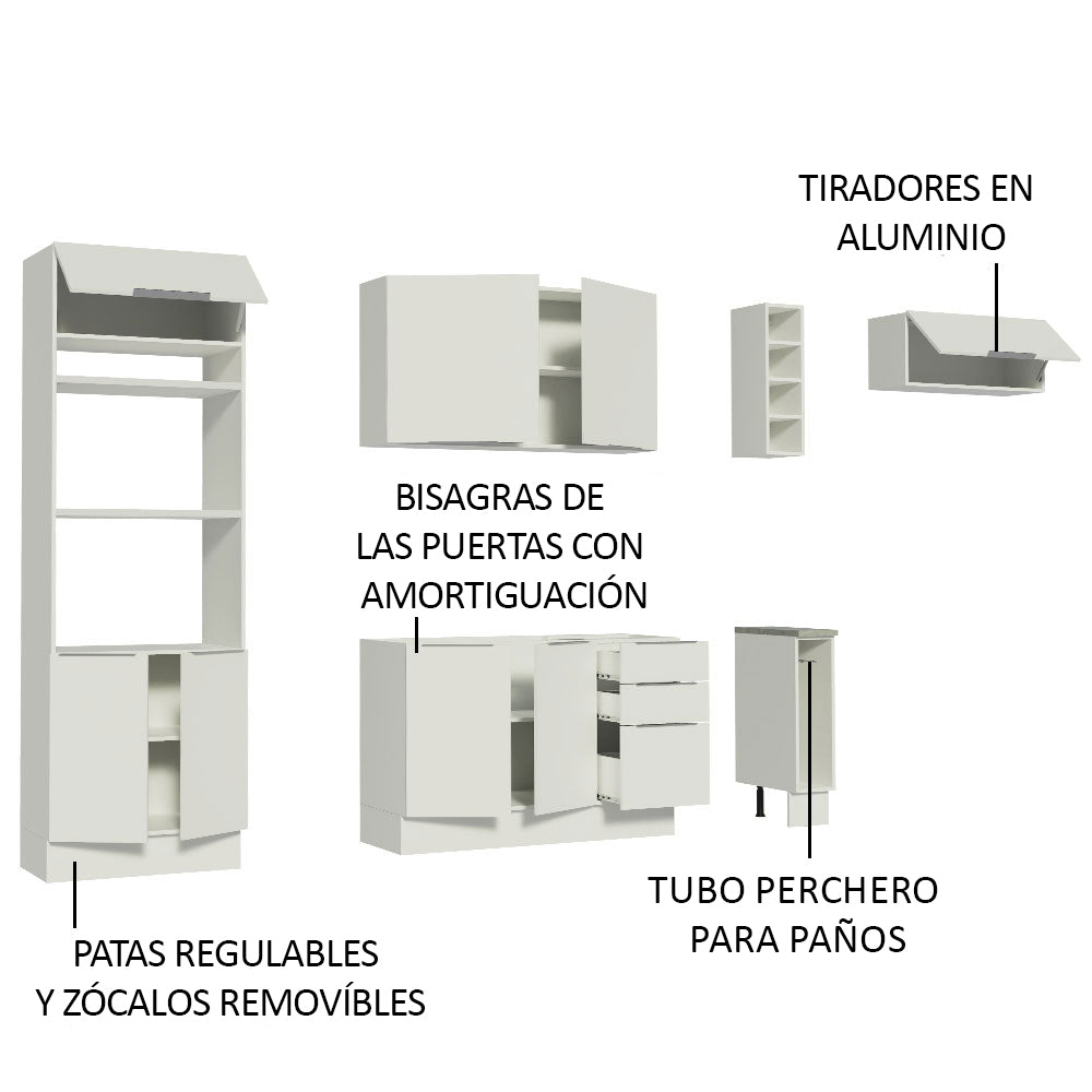 Combo Completo de Cocina 290cm Blanco Stella Madesa 02