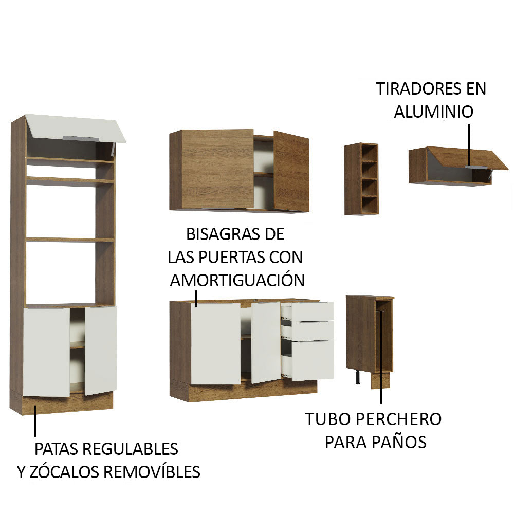 Combo Completo de Cocina 290cm Marrón/Blanco/Marrón Stella Madesa 02
