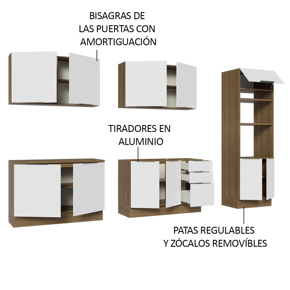 Combo Completo de Cocina 310 cm Marrón/Blanco Stella Madesa 01