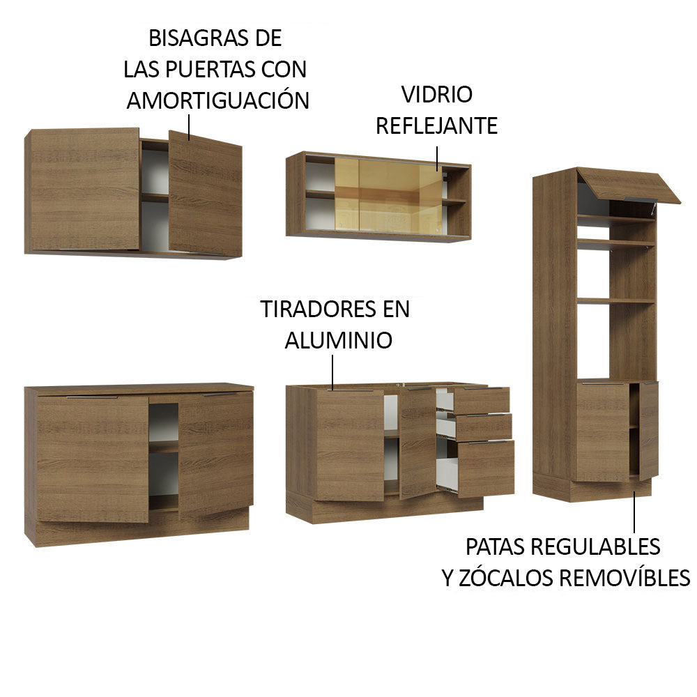 Combo Completo de Cocina 310 cm Marrón Stella Madesa 03