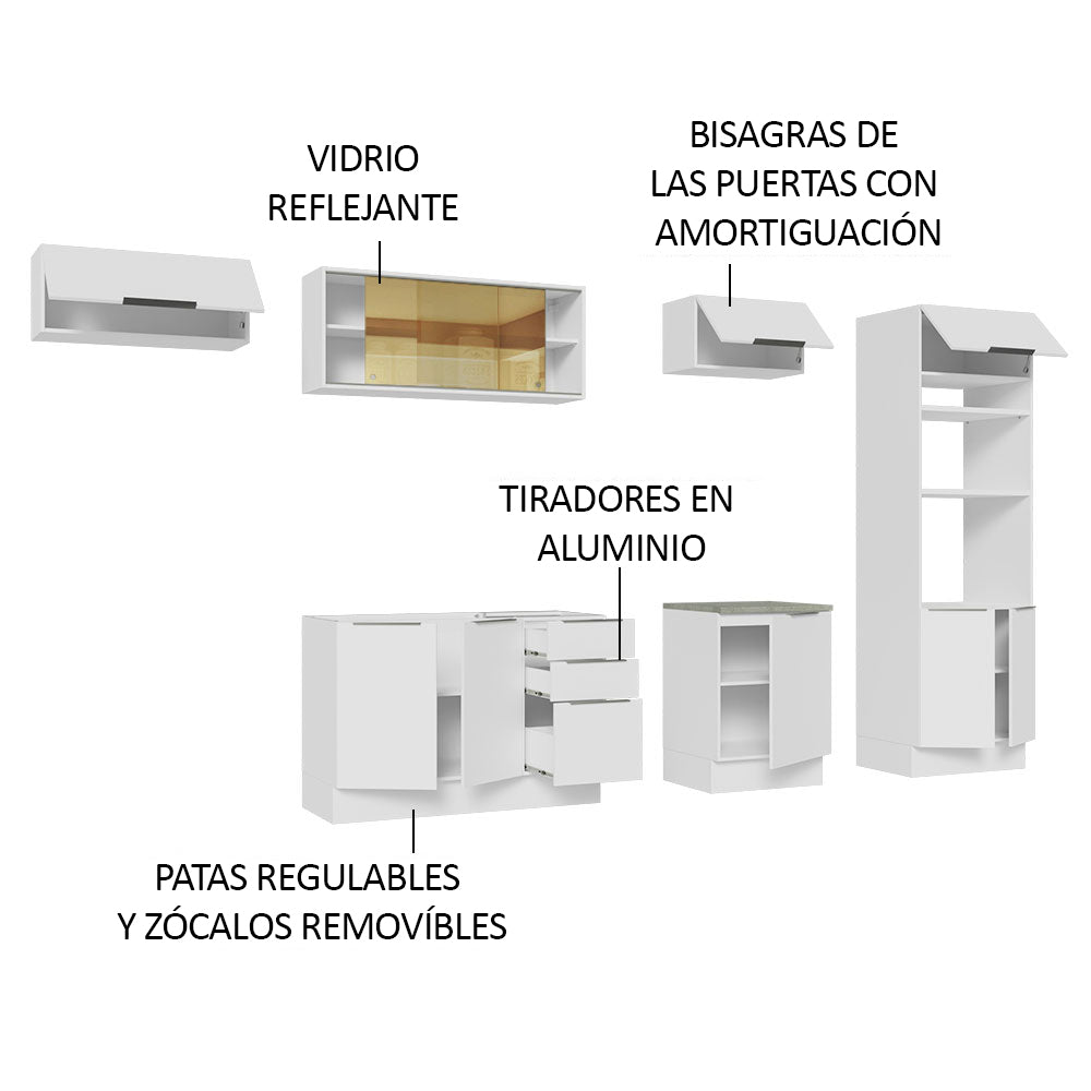 Combo Completo de Cocina 330 cm Blanco Stella Madesa 04