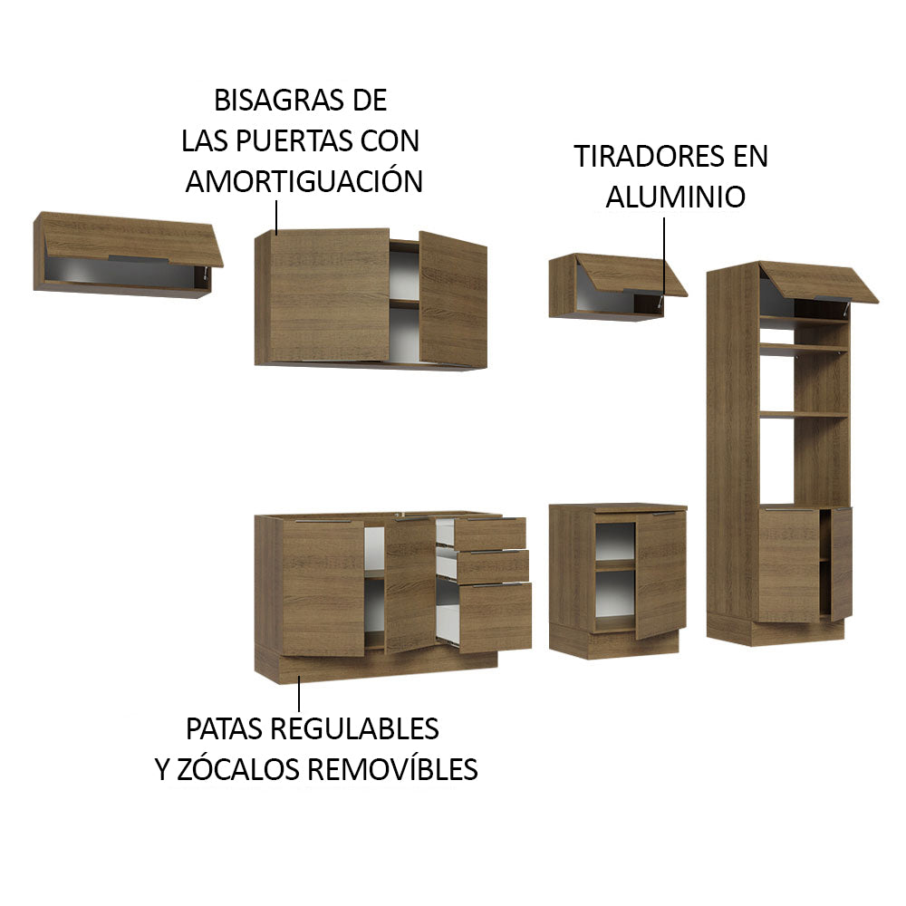 Combo Completo de Cocina 330 cm Marrón Stella Madesa 05
