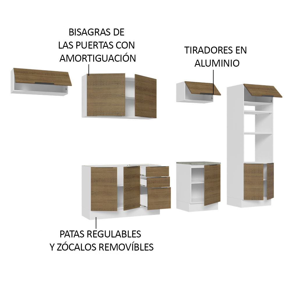 Combo Completo de Cocina 330 cm Blanco/Marrón Stella Madesa 05
