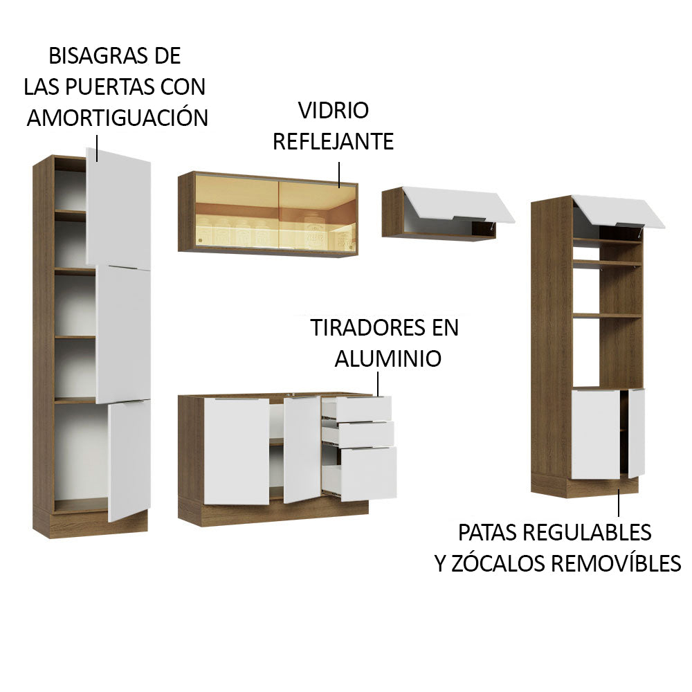 Combo Completo de Cocina 330 cm Marrón/Blanco Stella Madesa 07