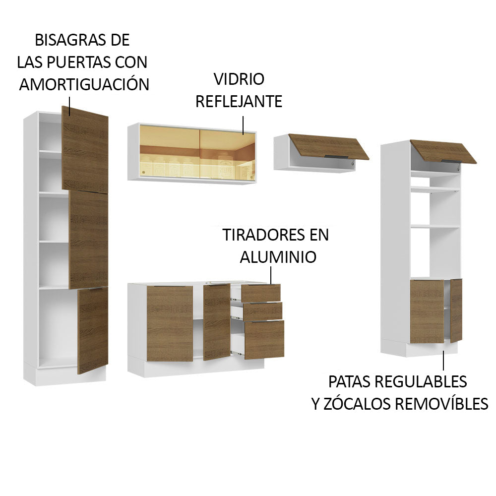 Combo Completo de Cocina 330 cm Blanco/Marrón Stella Madesa 07