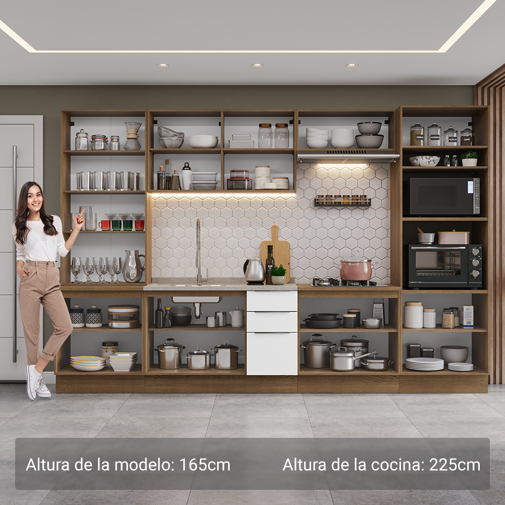 Combo completo de Cocina con Cristalero 340 cm Madesa Stella MB 01