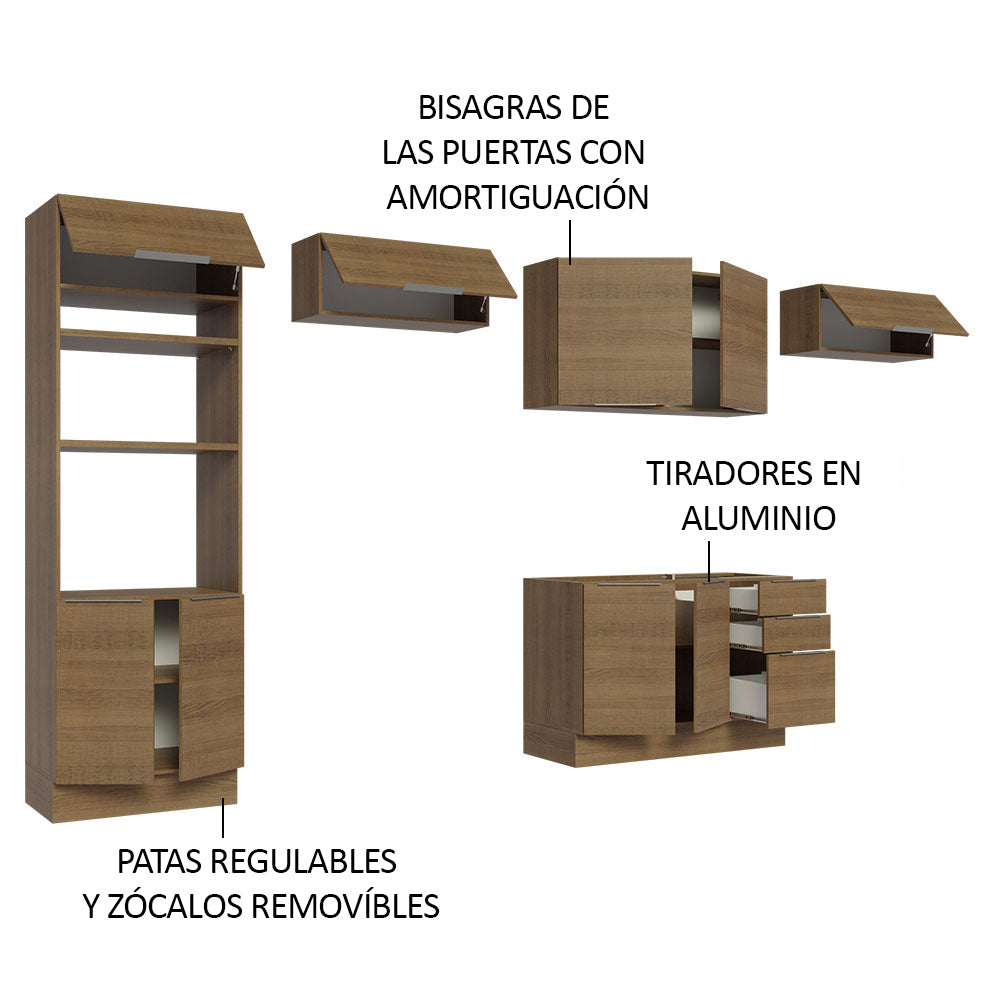 Combo Completo de Cocina 350 cm Marrón Stella Madesa 01