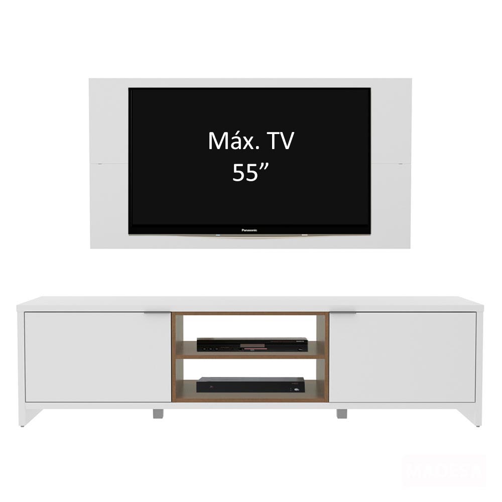 Rack para TV Madesa Metz con Panel de TV hasta 55 Pulgadas Blanco/Marrón