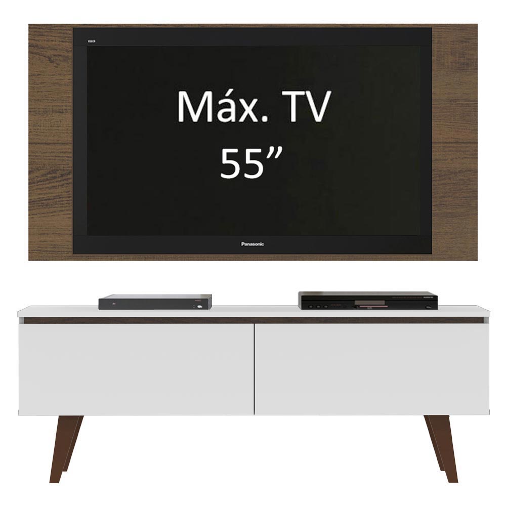 Rack con Panel de TV Le Mans hasta 55 pulgadas, 2 puertas, Blanco/Marrón