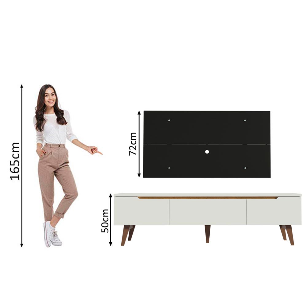 Rack Madesa Reims con Panel para TV hasta 55 Pulgadas 2 Puertas y 1 Cajón Blanco/Negro
