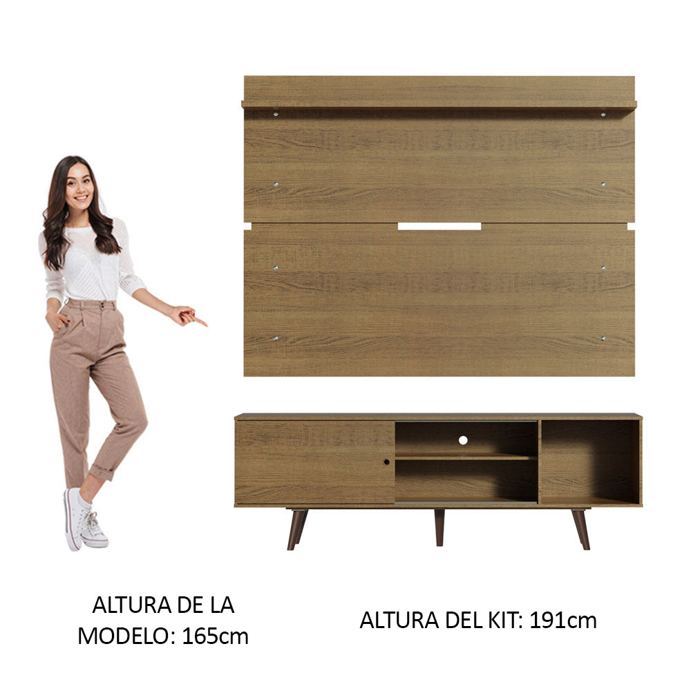 Rack Madesa Dubai con Panel para TV hasta 65 Pulgadas con Patas Marrón