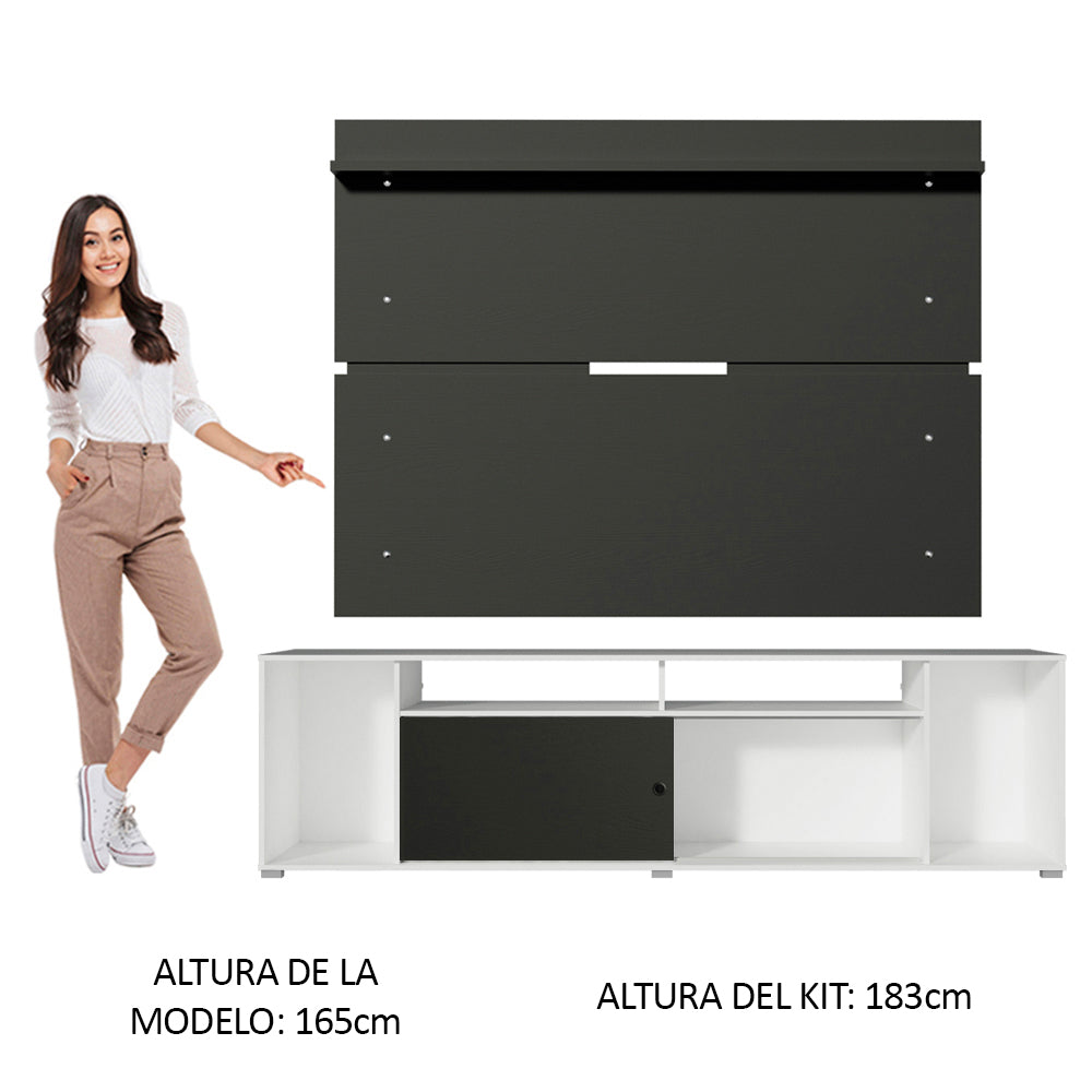 Rack Madesa Cancun con Panel para TV hasta 65 Pulgadas Blanco/Negro