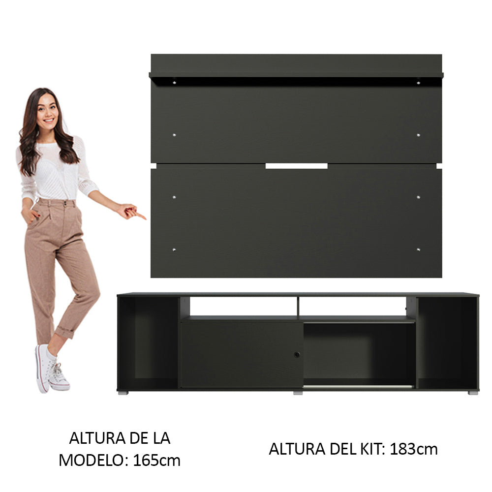 Rack Madesa Cancun con Panel para TV hasta 65 Pulgadas Negro