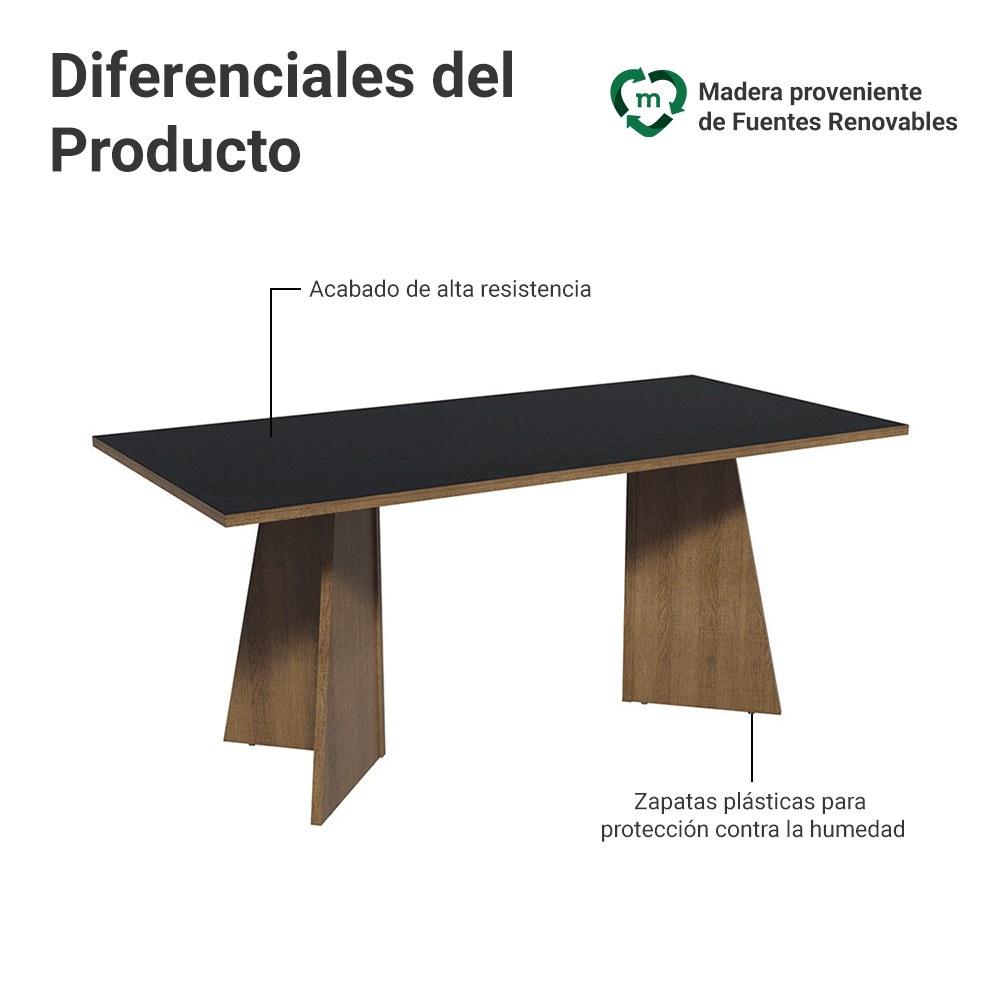 Escritorio para Oficina Director Presidente 180 cm 5388 Marrón/Negro
