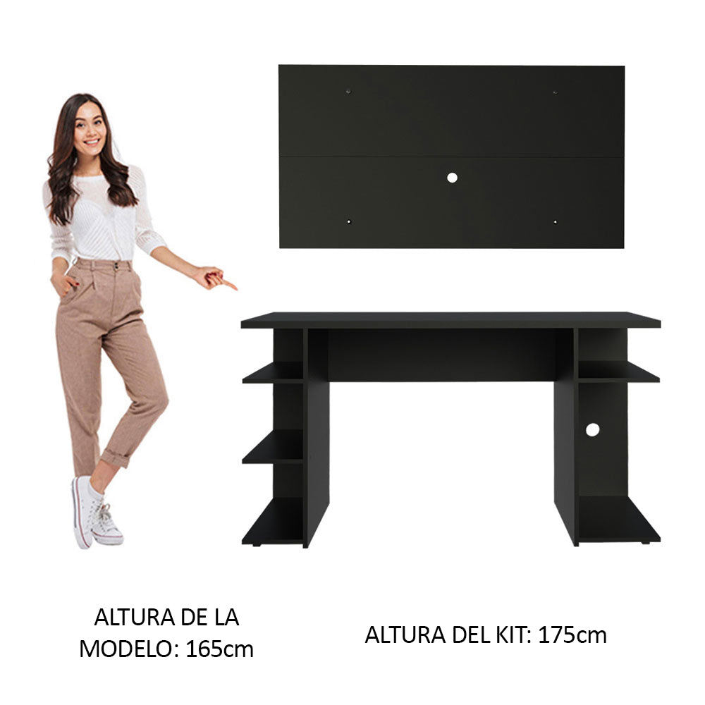 Escritorio Gamer Madesa 9409 con Panel para TV hasta 50 Pulgadas Negro