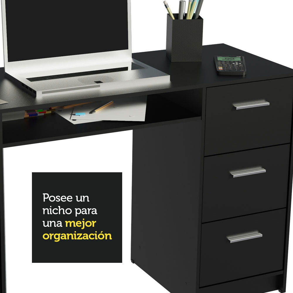 Escritorio Madesa Alaska y Librero Organizador 6907 Negro