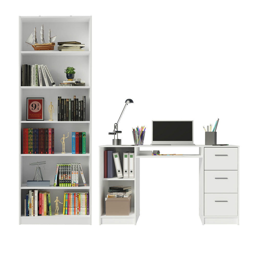 Escritorio Madesa Alaska + Biblioteca 6908 Blanco