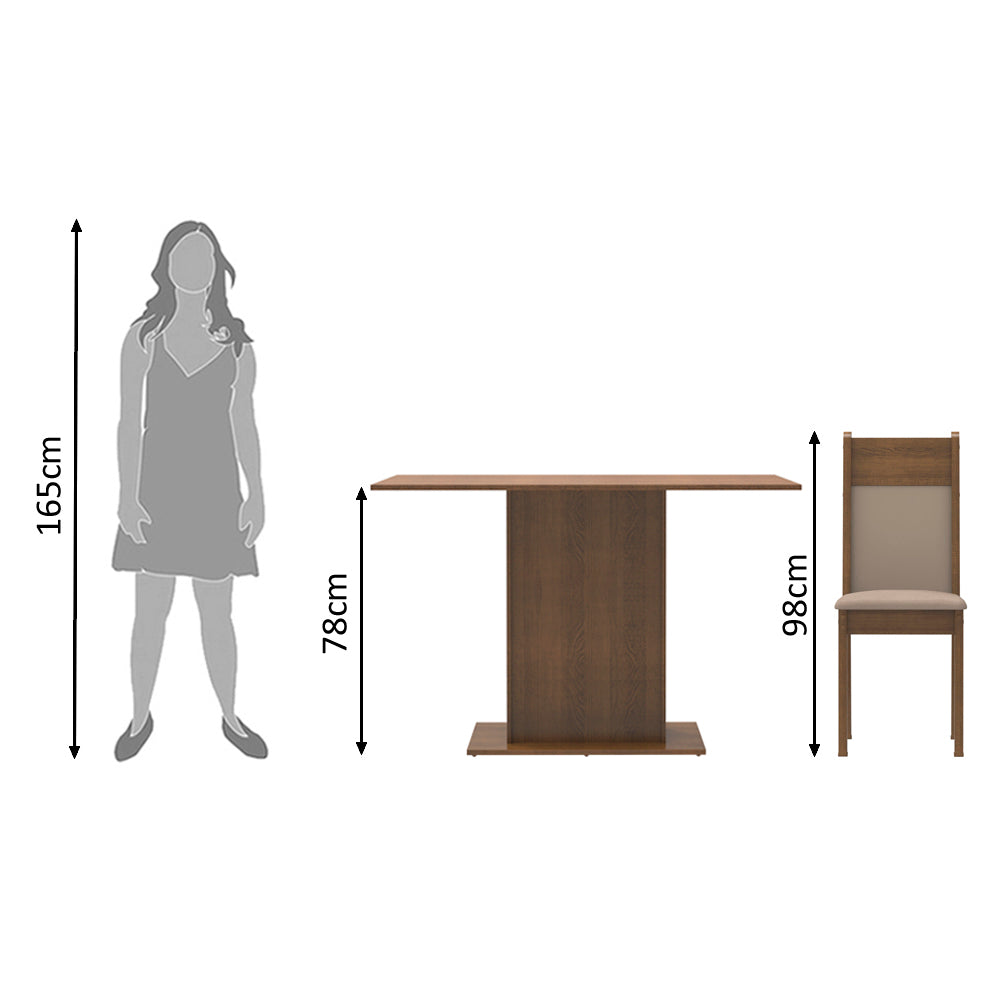 Juego de Comedor Madesa Gabi Mesa Tapa de Madera con 2 Sillas Marrón/Crema/Sintético Beige