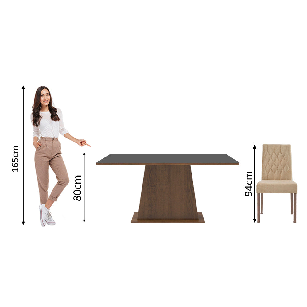 Juego de Comedor Madesa Ingrid Mesa Tapa de Madera con 4 Sillas Marrón/Negro/Imperial