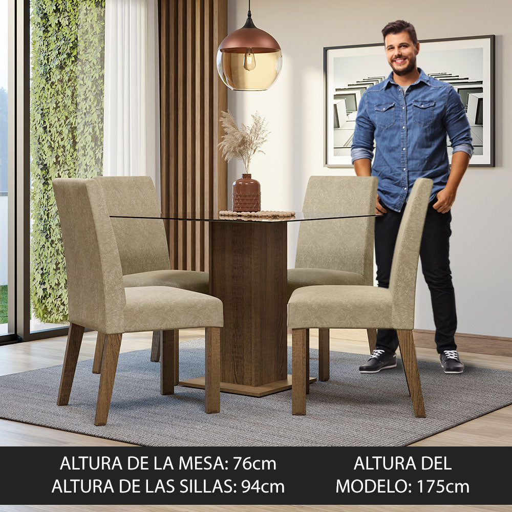 Juego de Comedor con Mesa y 4 Sillas Madesa Hiedra MI