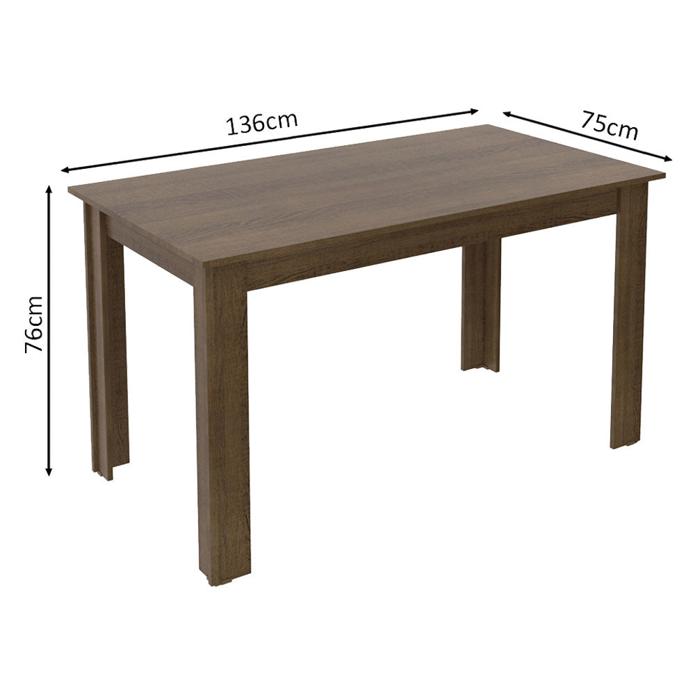 Juego de Comedor Mesa Tapa de Madera 6 Sillas Marrón/Crema/Beige Bahamas Madesa