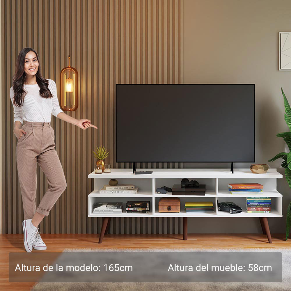 Rack para TV hasta 65 Pulgadas con patas Retro Blanco Londres Madesa