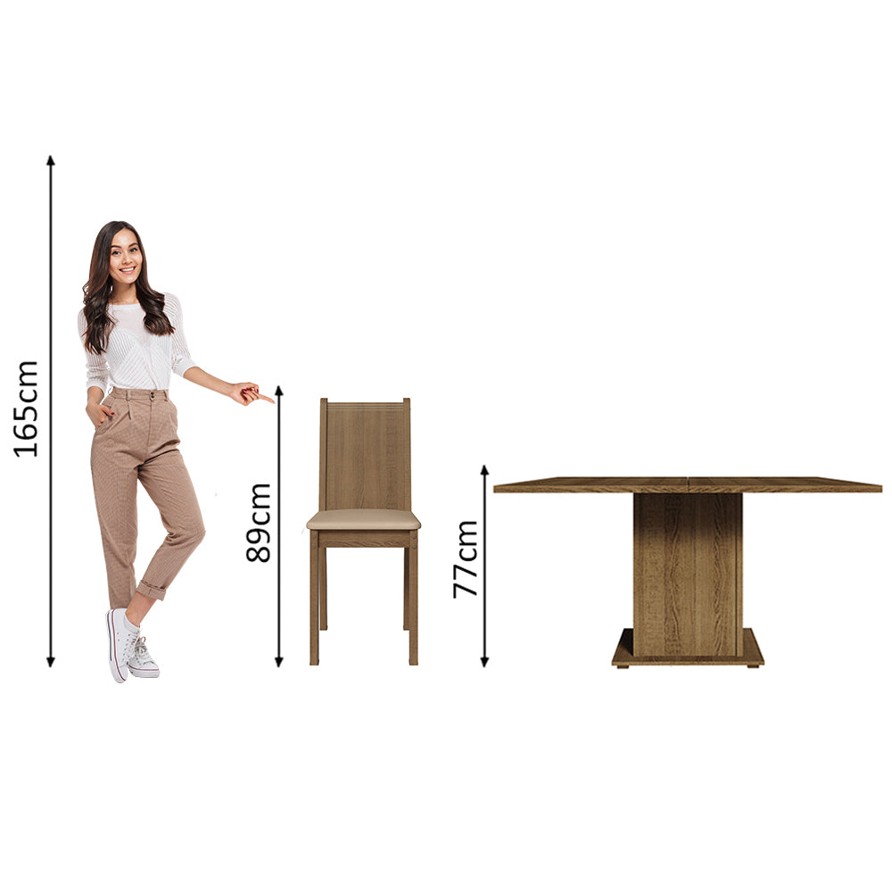 Juego de Comedor Madesa Clarice Mesa Tapa de Madera con 8 Sillas Marrón/Beige Marrón
