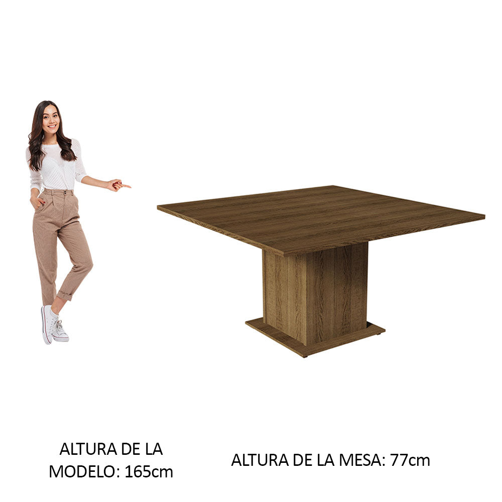 Juego de Comedor Mesada de Madera 8 Sillas Panamá Marrón/Crema/Sintético Beige