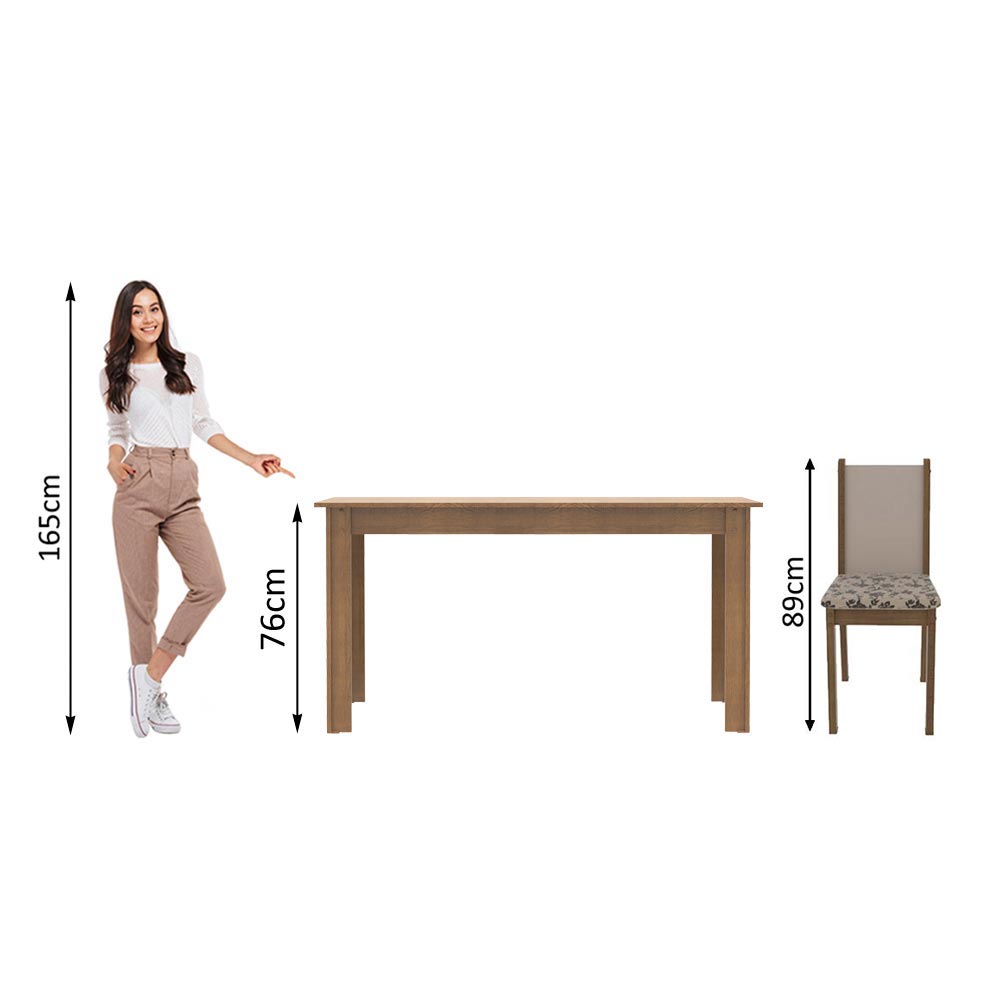 Juego de Comedor Madesa Bea Mesa Tapa de Madera con 4 Sillas Marrón/Crema/Beige Marrón