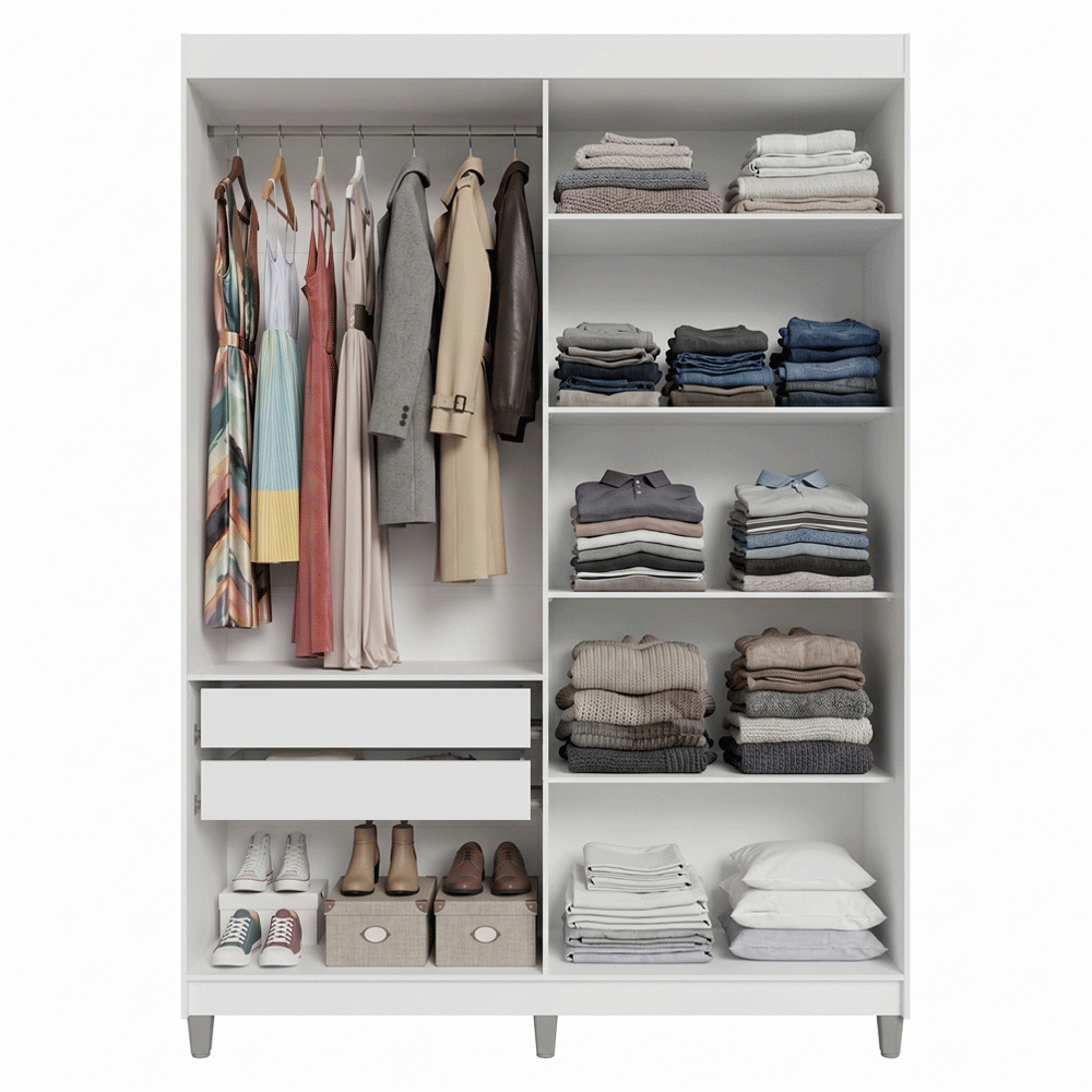 Placard Closet con Patas 2 Cajones 121 cm Blanco Venus Madesa