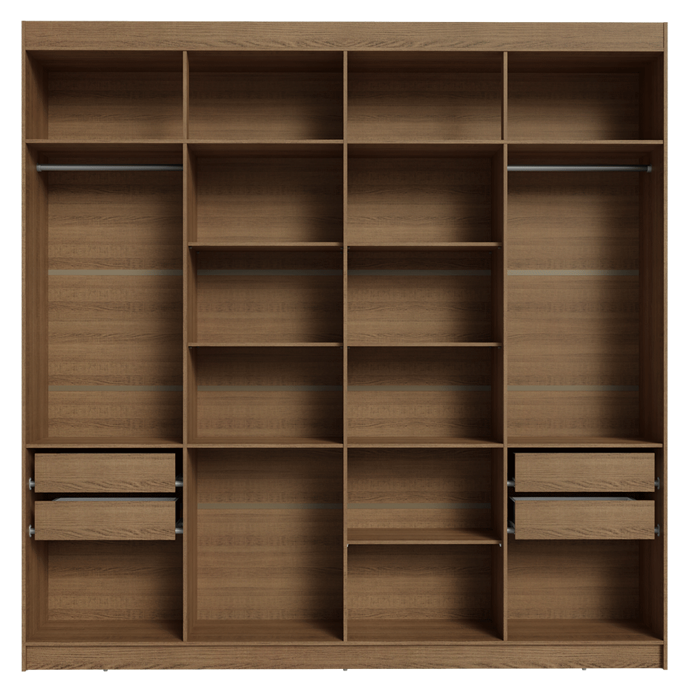 Placard Matrimonial 216 cm Sin Puertas 4 Cajones Venus Marrón