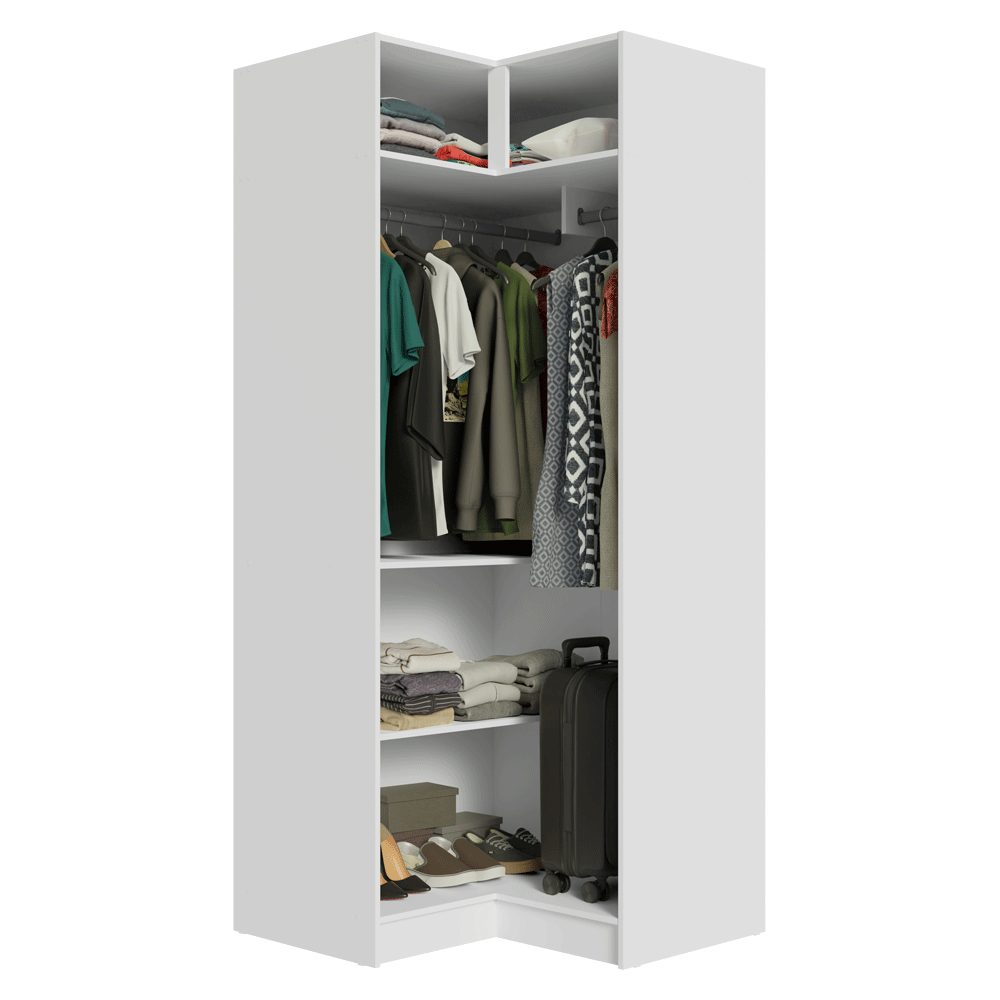 Placard Modulado de Esquina 190 cm 2 Puertas Neo Blanco