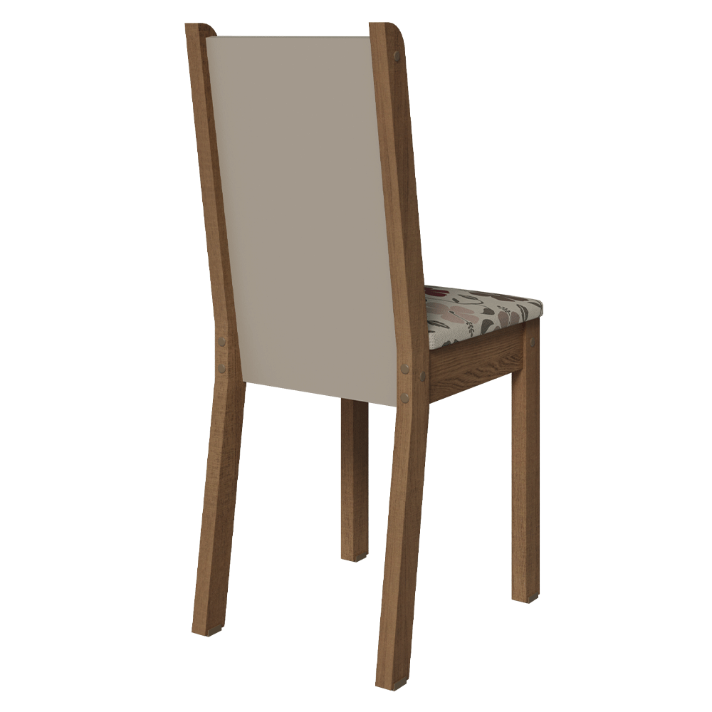 Kit 4 Sillas 4291 Marrón/Crema/Hibisco