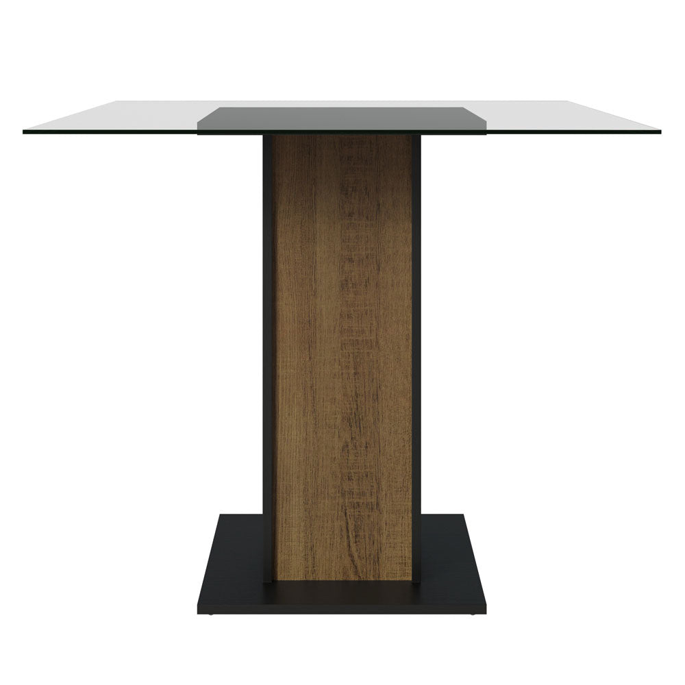 Mesa De Comedor Madesa Cuadrado con Tapa de Vidrio 5332A Negro/Marrón
