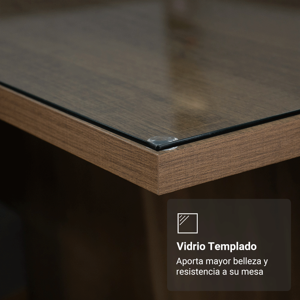 Mesa de Comedor Rectangular Tapa de Vidrio Marrón Tablero de Vidrio 5364 Madesa