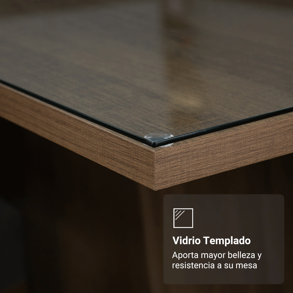 Mesa de Comedor Rectangular Tapa de Vidrio Marrón 5383 Madesa