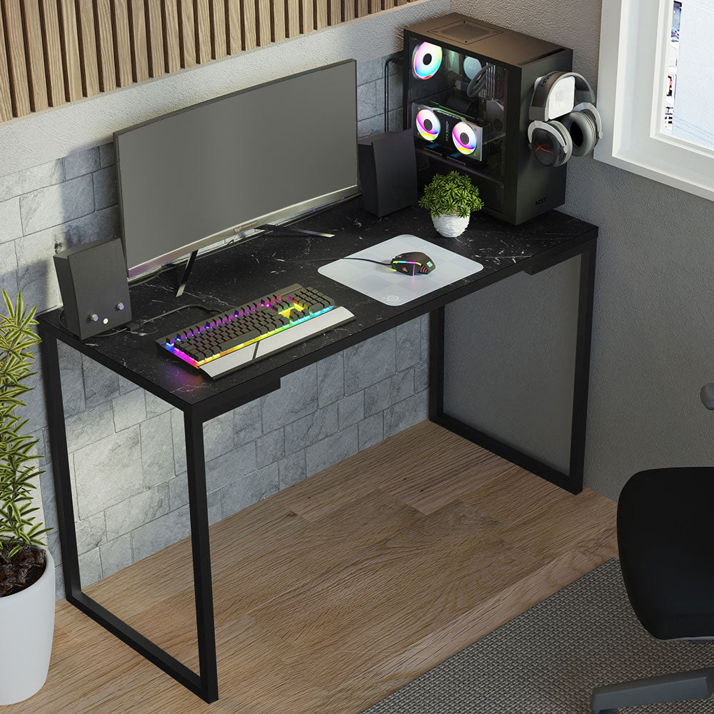 Mesa de Oficina Industrial Preta 120 cm Nero Marquina Madesa