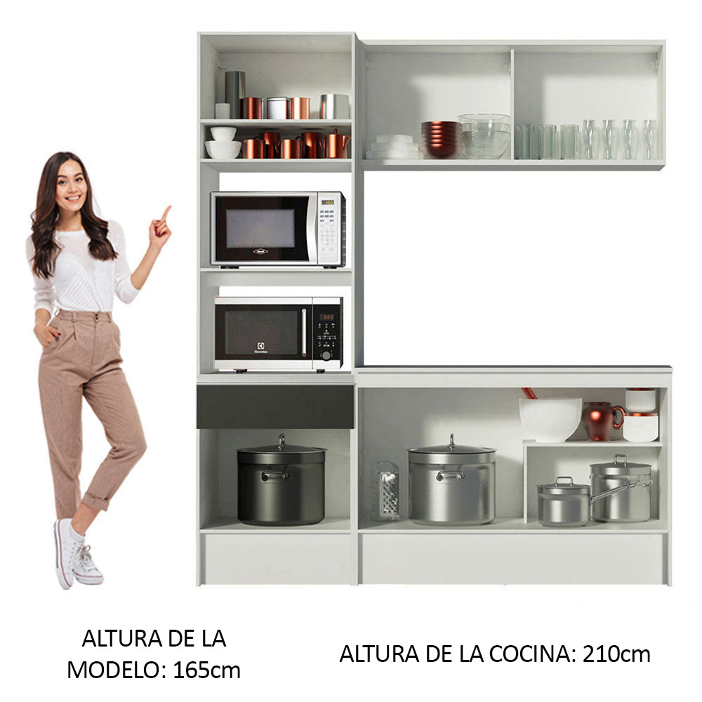 Cocina Compacta 180 cm Blanco/Negro Diamante Madesa 86