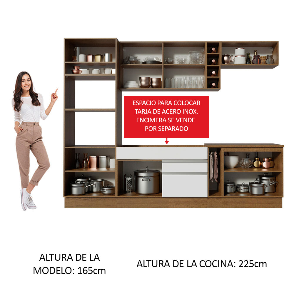 Combo Completo de Cocina 290cm Marrón/Blanco/Crema Vicenza Madesa