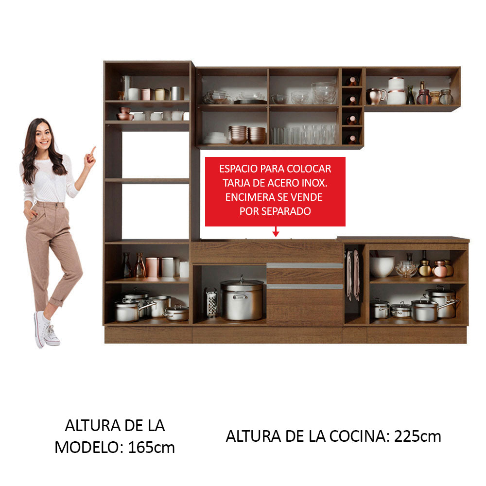 Combo Completo de Cocina 290cm Marrón/Crema Vicenza Madesa