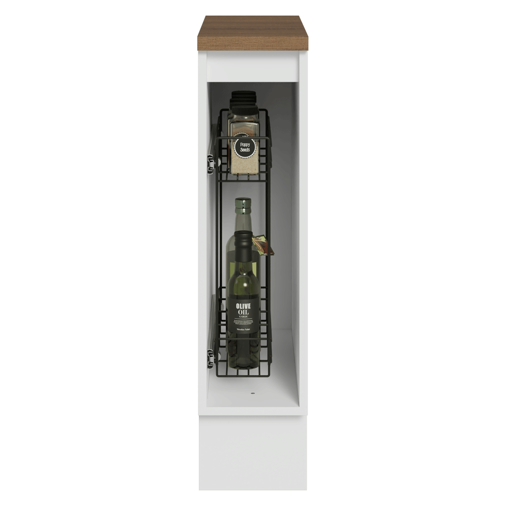 Bajo Mesada Especiero 20x60 cm 1 Puerta (Con Mesada Marrón) Blanco Vik