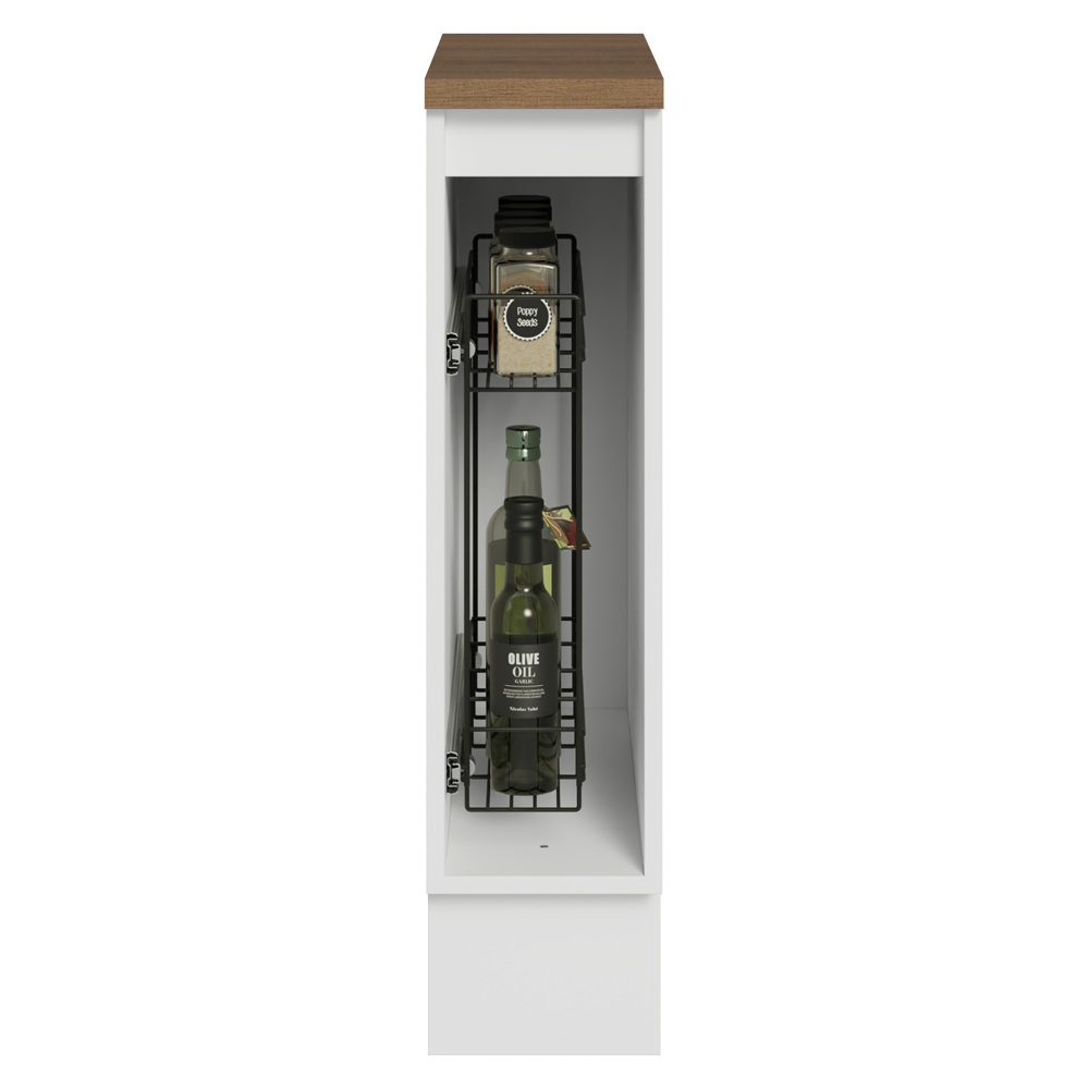 Especiero 20 cm X 60 cm, 1 puerta (Con Mesada), Blanco/Blanco Aterciopelado/Marrón Lux Madesa