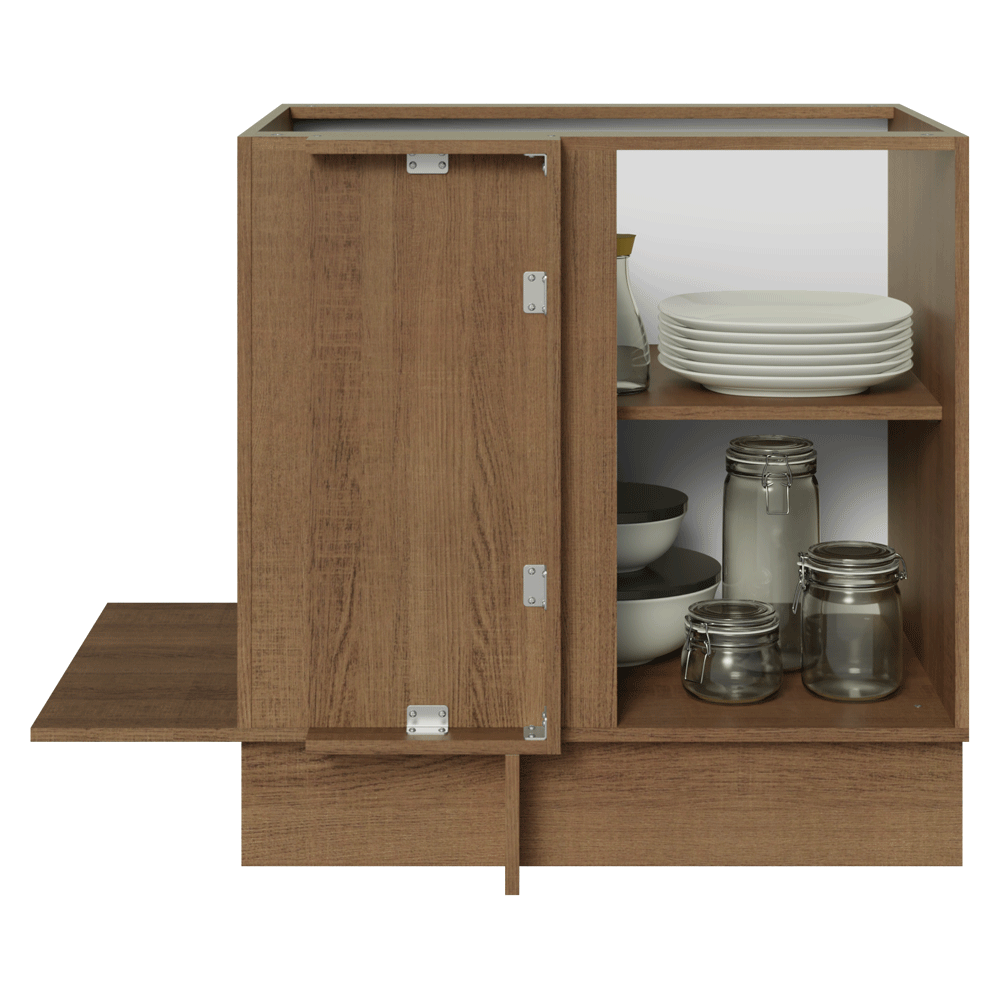 Bajo Mesada Cocina Esquinera 1 Puerta 60 cm Profundidad (Sin Mesada) Marrón/Blanco Stella Madesa