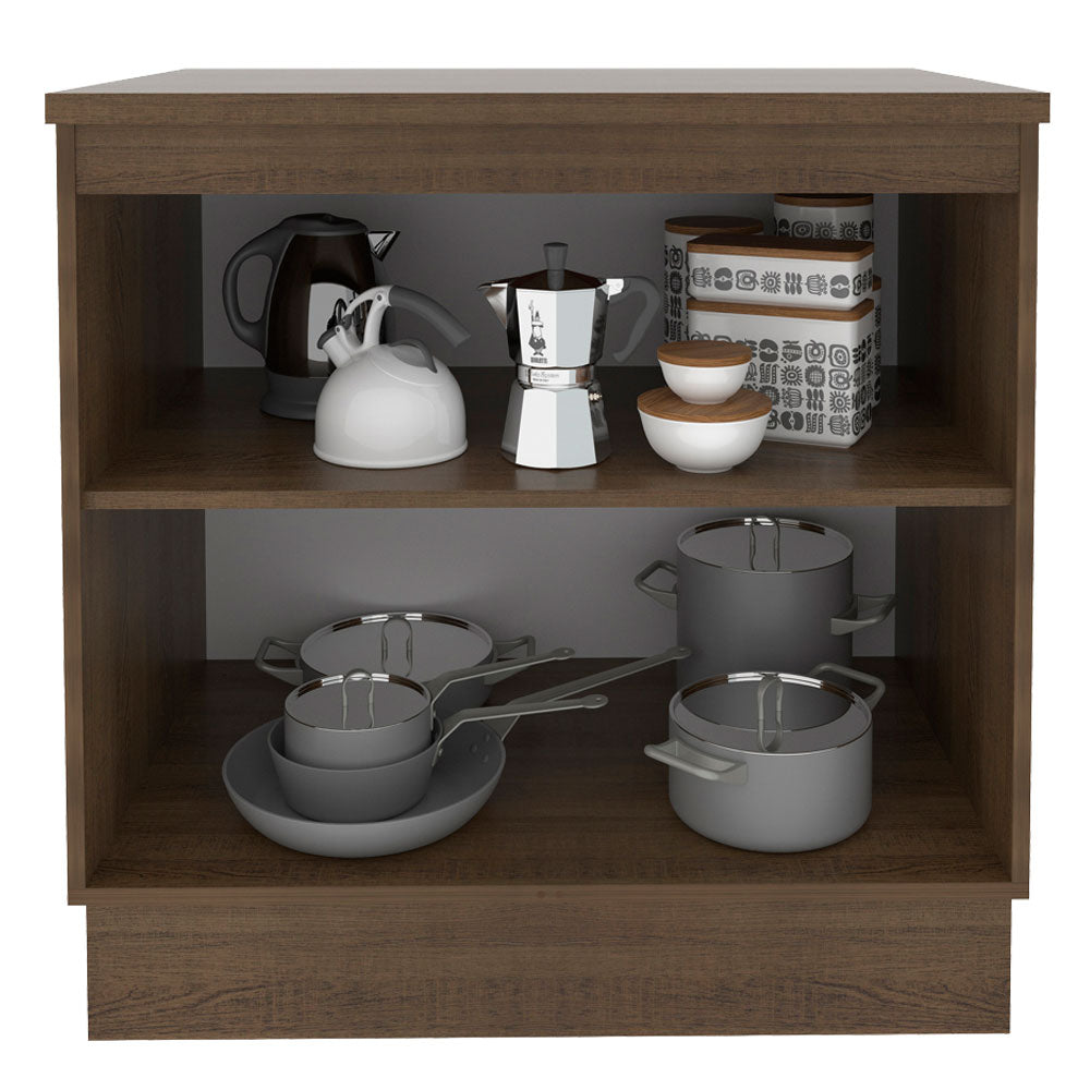 Bajo Mesada Cocina 80 x 60 cm 2 Puertas (Con Mesada) Marrón/Blanco Stella Madesa
