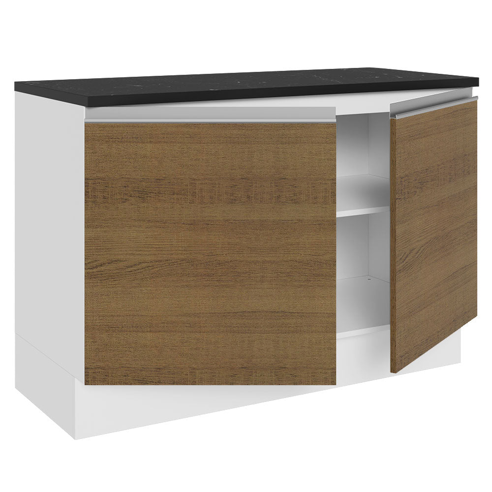 Bajo Mesada Cocina 100% MDF 120 cm 2 Puertas (Con Mesada) Blanco/Marrón Acordes Madesa