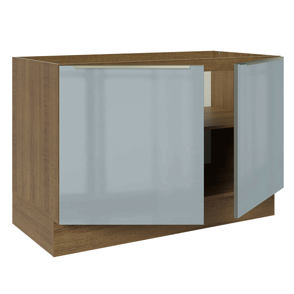 Bajo Mesada para Bacha 120 cm 2 Puetas (Sin Mesada y Bacha) Marrón/Gris Lux Madesa