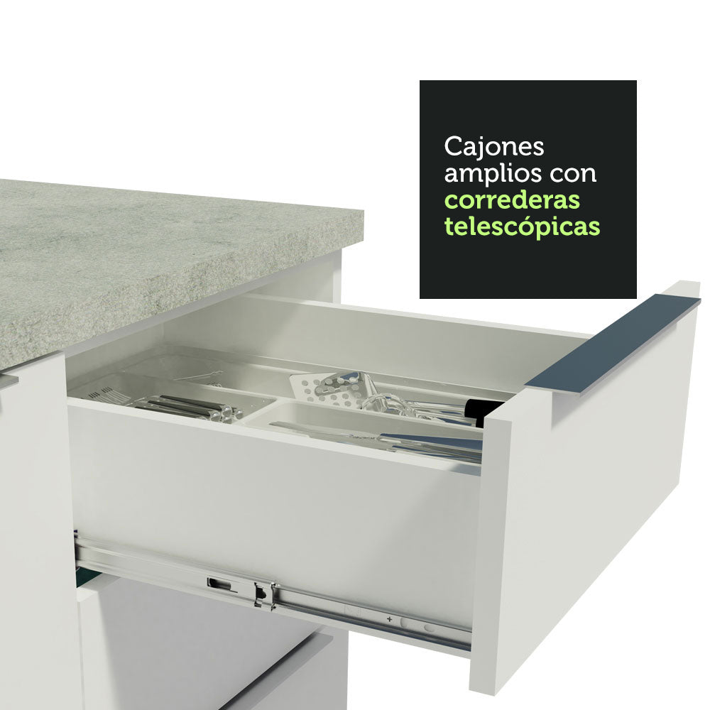 Bajo Mesada 120 cm 3 Cajones 2 Puertas Stella Blanco