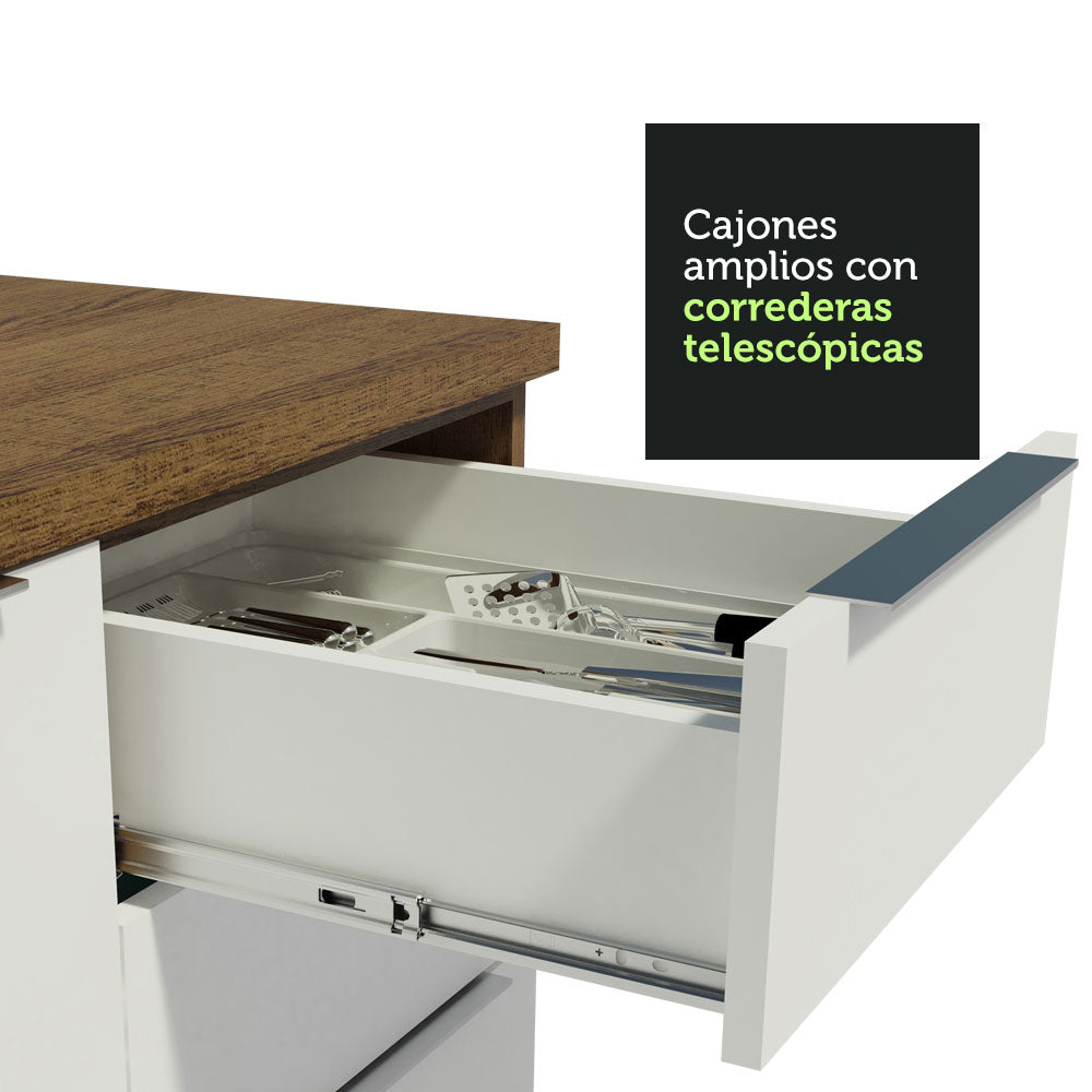 Bajo Mesada 120 cm 3 Cajones 2 Puertas Stella Marrón/Blanco