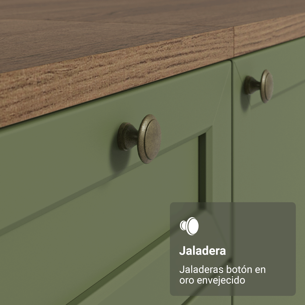 Bajo Mesada de Bacha 120 cm 2 Puertas 3 Cajones (Sin Mesada) Marrón/Verde Vik Madesa